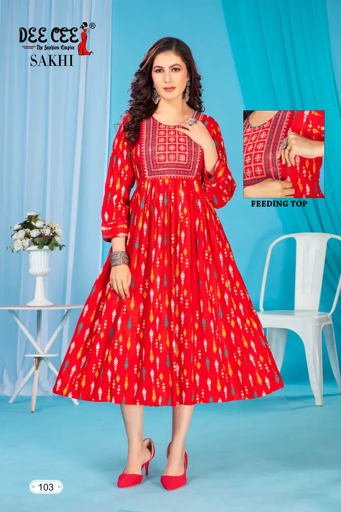 Sakhi By Deecee Rayon Printed Feeding Kurtis Suppliers In India